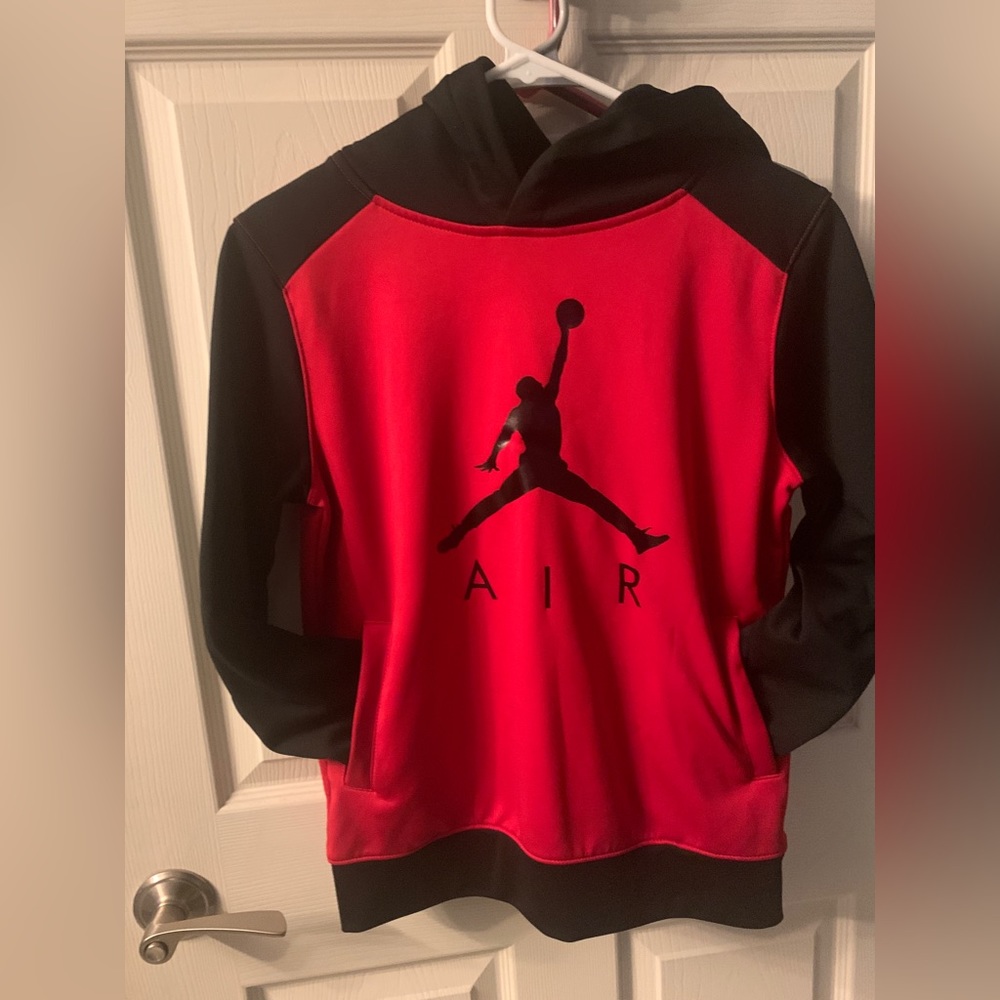 Air Jordan Boys Hoodie Sweatshirt Red Jumpman Front Pullover Long Sleeve